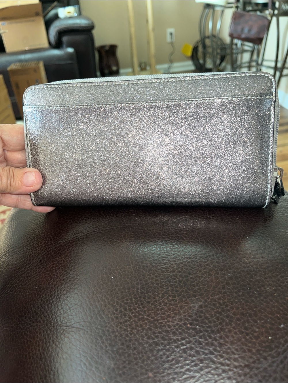 Kate Spade Leather Metallic Silver Wallet - Picture 2 of 3